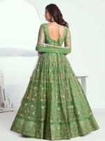 Grass Green Butterfly Net Lehenga Choli